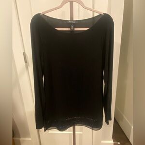Excellent White House Black Market Long Sleeve Top with sequin and chiffon Small